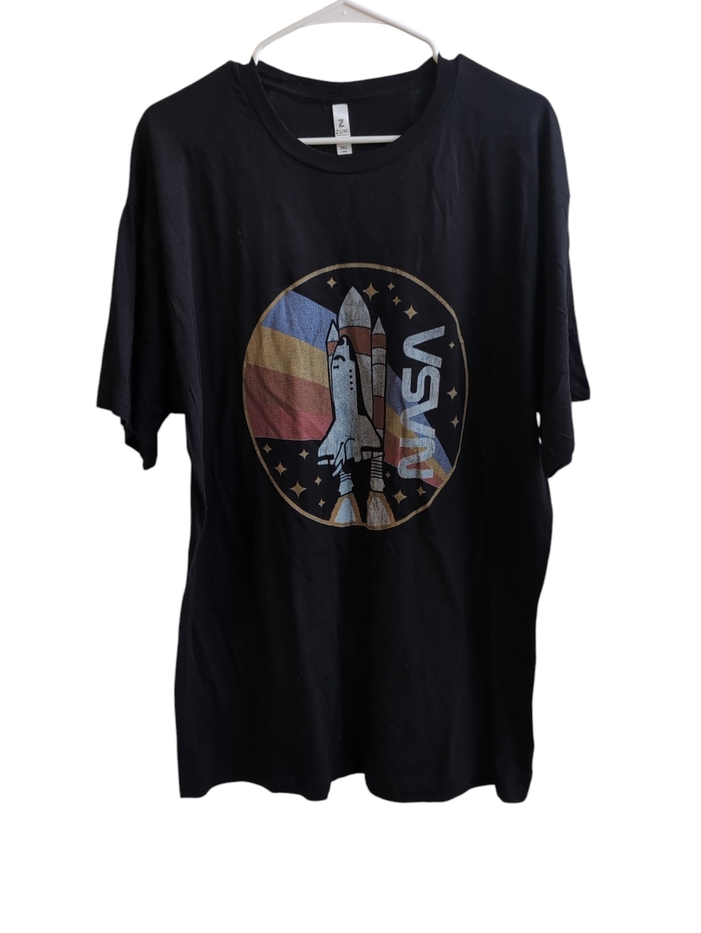 Zuni Black NASA Short Sleeve Cotton Tshirt Unisex Size 2x
